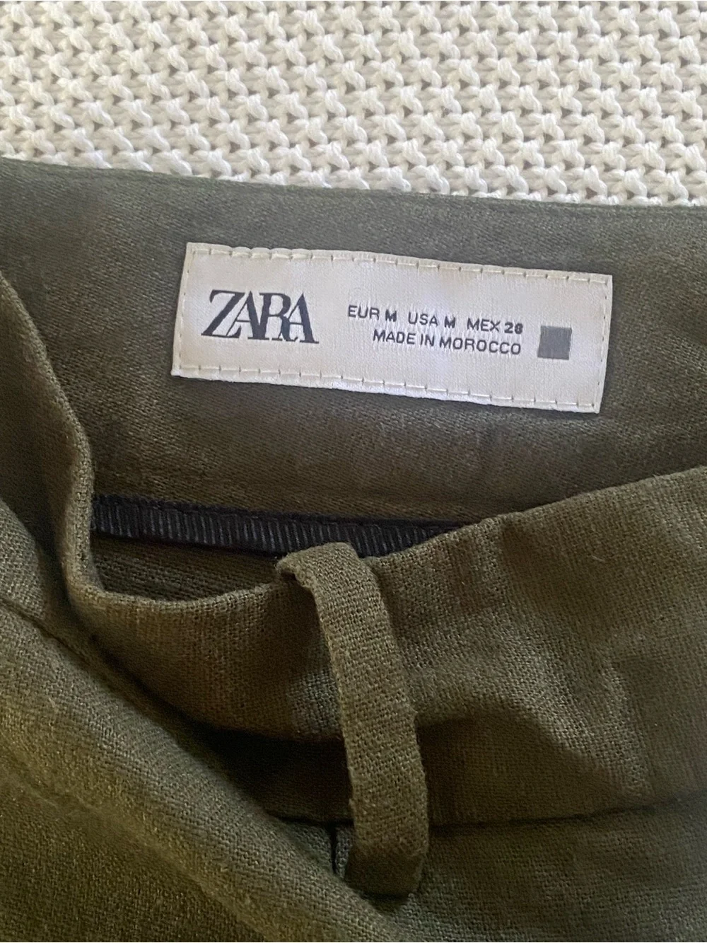 Zara Olive Linen Blend Wide Leg Capri Pants Medium